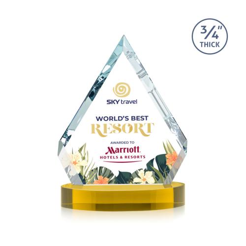 Corporate Awards - Crystal Awards - Apex Full Color Gold on Alberton Base Crystal Award