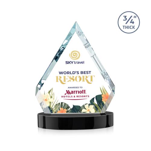 Corporate Awards - Crystal Awards - Apex Full Color Black on Alberton Base Crystal Award