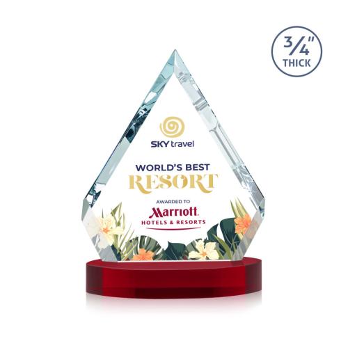 Corporate Awards - Crystal Awards - Apex Full Color Red on Alberton Base Crystal Award