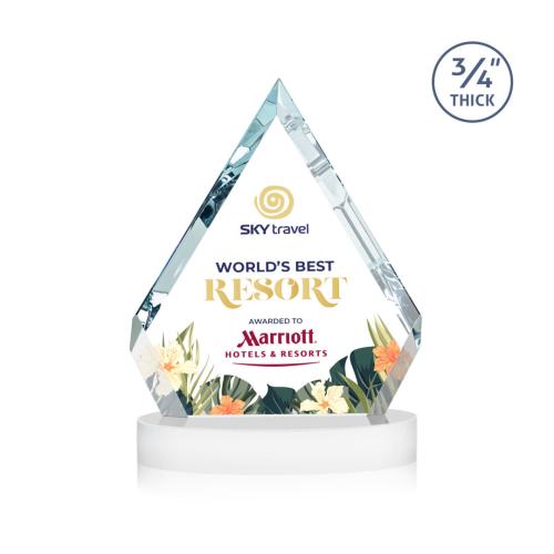 Corporate Awards - Crystal Awards - Apex Full Color White on Alberton Base Crystal Award