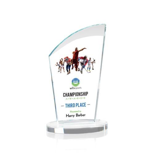 Corporate Awards - Crystal Awards - Tomkins Full Color Clear Peak Crystal Award