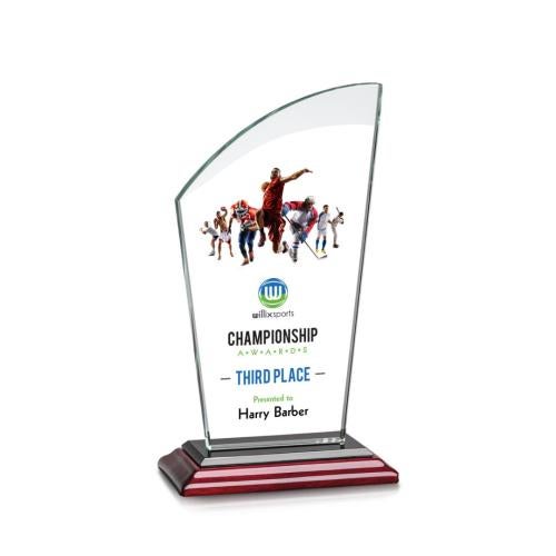 Corporate Awards - Crystal Awards - Tomkins Full Color Rosewood Peak Crystal Award