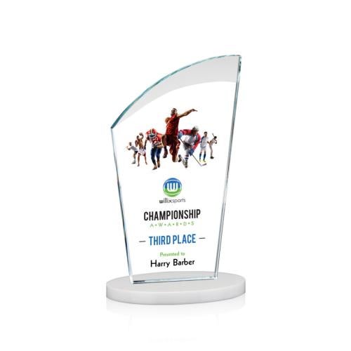 Corporate Awards - Crystal Awards - Tomkins Full Color White Peak Crystal Award