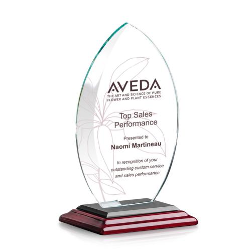 Corporate Awards - Crystal Awards - Windermere Full Color Rosewood Flame Crystal Award