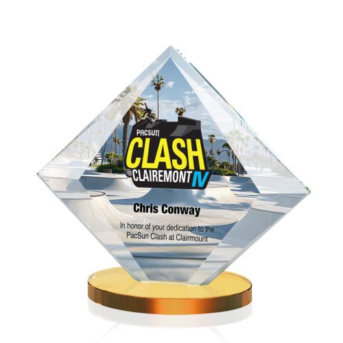 Corporate Awards - Crystal Awards - Teston Full Color Amber  Crystal Award