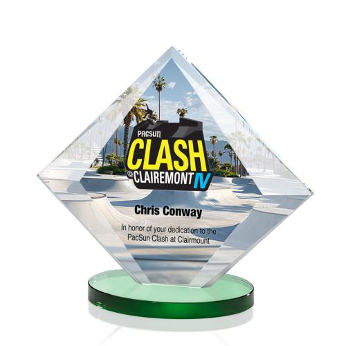 Corporate Awards - Crystal Awards - Teston Full Color Green Crystal Award