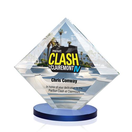 Corporate Awards - Crystal Awards - Teston Full Color Blue Crystal Award