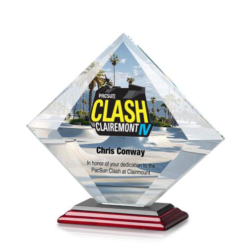 Corporate Awards - Crystal Awards - Teston Full Color Rosewood Crystal Award