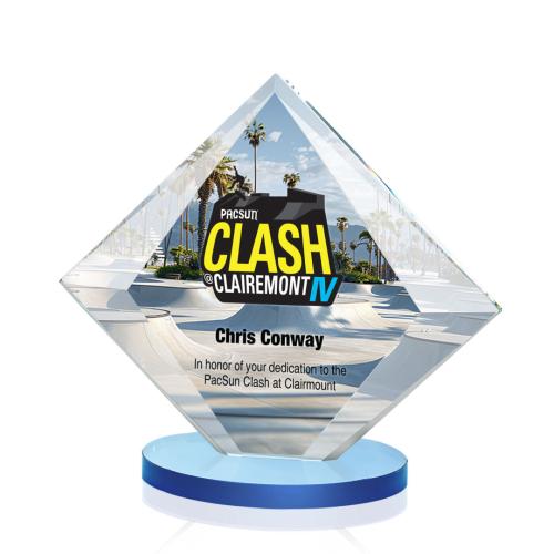 Corporate Awards - Crystal Awards - Teston Full Color Sky Blue Crystal Award