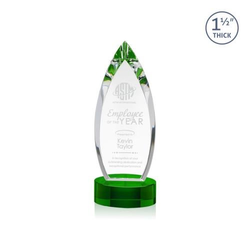 Corporate Awards - Crystal Awards - Fortier Green Arch & Crescent Crystal Award