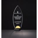 Clear Acrylic Flame Award on Gold Acrylic & Black Metal Base