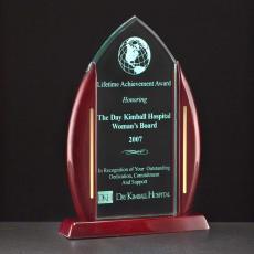 Employee Gifts - Acrylic Droplet Award with Rosewood Base & Edges