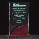 Jade Acrylic Rectangle Award on Mahogany Base