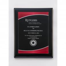 Employee Gifts - Black Acrylic Piano Finish Plaque with Red Border
