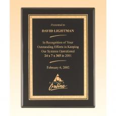 Employee Gifts - Black Wood Piano Finish Plaque with Florentine Border