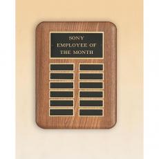 Employee Gifts - American Walnut Perpetual Plaque with Black Brass Plates