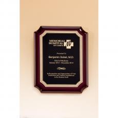 Employee Gifts - Rosewood Piano Finish Plaque with Florentine Border & Brass Plate