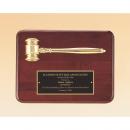 Rosewood Piano Finish Plaque with Metal Gold Gavel
