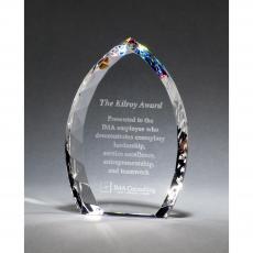 Freestanding Optical Crystal Flame Award with Jeweled Edge & Prism Effect Base