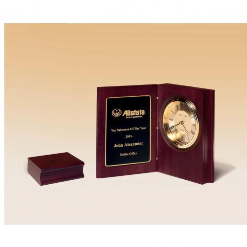 Corporate Gifts, Recognition Gifts and Desk Accessories - Mahogany Finish Book Clock 6.75