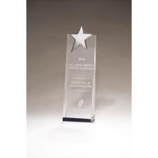 Employee Gifts - Crystal Star Tower Award with Chrome Star