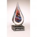 Clear Colored Art Glass Teardrop Award on Black Base
