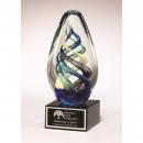 Multi Color Art Glass Oval Award on Black Base