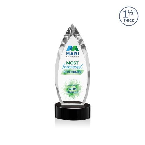 Corporate Awards - Crystal Awards - Fortier Full Color Black on Base Arch & Crescent Crystal Award