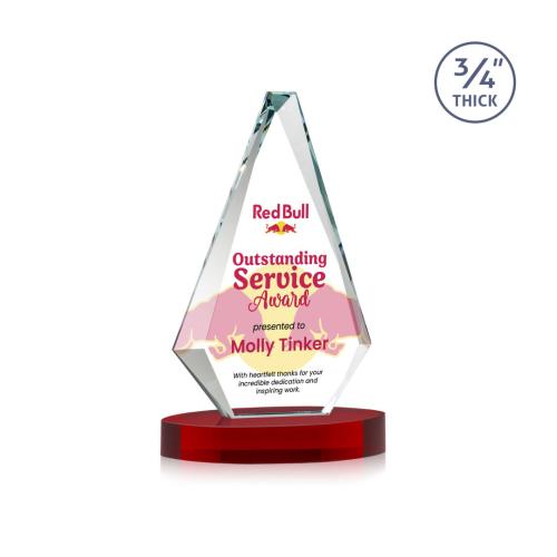 Corporate Awards - Crystal Awards - Windsor Full Color Red on Alberton Base Crystal Award
