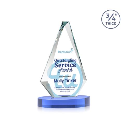 Corporate Awards - Crystal Awards - Windsor Full Color Sky Blue on Alberton Base Crystal Award