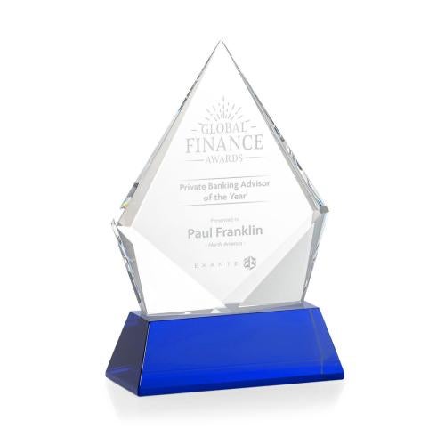 Corporate Awards - Crystal Awards - Shelton Blue on Newhaven Base Crystal Award