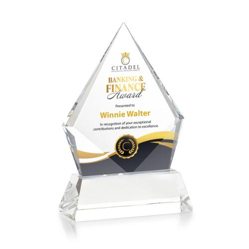 Corporate Awards - Crystal Awards - Shelton Full Color Clear on Newhaven Base Crystal Award