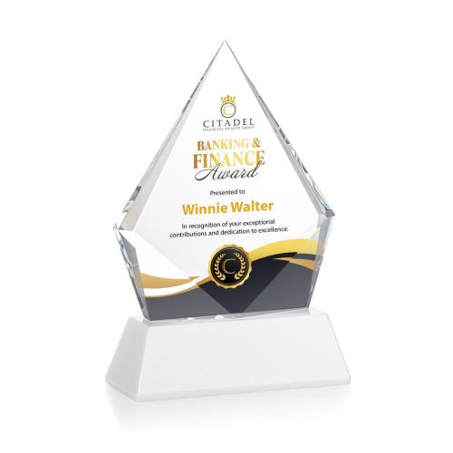 Corporate Awards - Crystal Awards - Shelton Full Color White on Newhaven Base Crystal Award