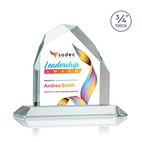 Corporate Awards - Crystal Awards - Austere Full Color Clear Peak Crystal Award