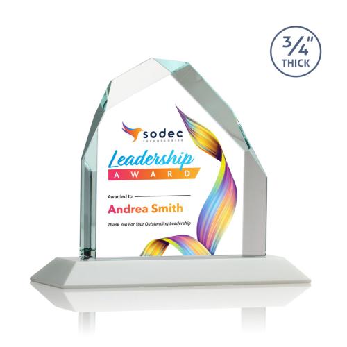 Corporate Awards - Crystal Awards - Austere Full Color White Peak Crystal Award