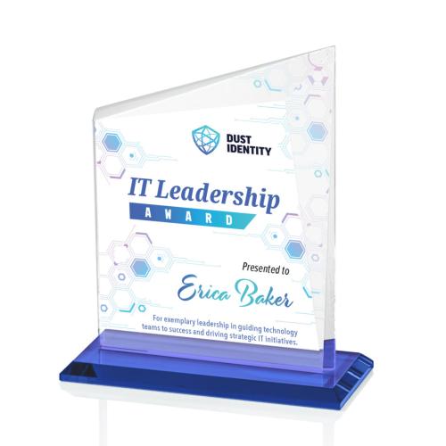 Corporate Awards - Crystal Awards - Bellamy Full Color Blue Peak Crystal Award