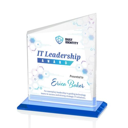 Corporate Awards - Crystal Awards - Bellamy Full Color Sky Blue Peak Crystal Award