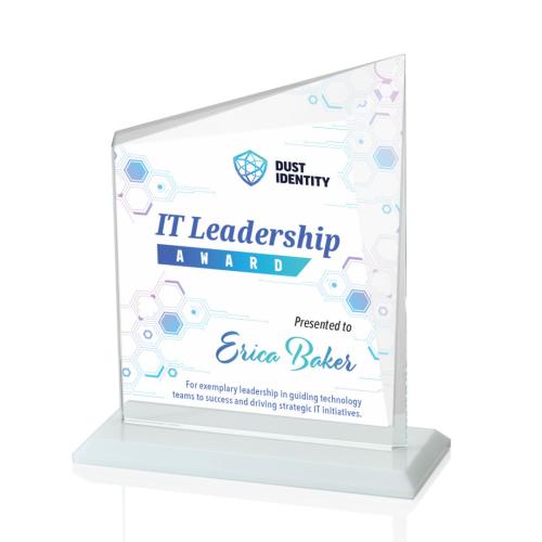 Corporate Awards - Crystal Awards - Bellamy Full Color White Peak Crystal Award
