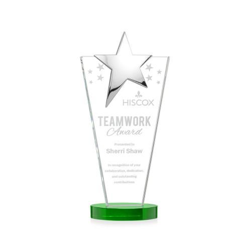 Corporate Awards - Crystal Awards - Mantella Chrome Green Star Crystal Award