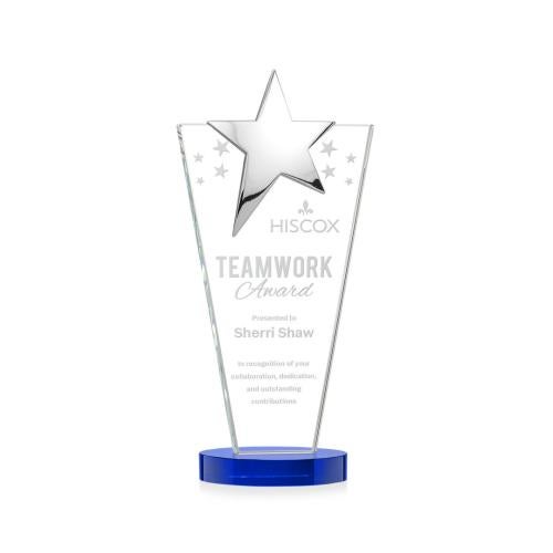 Corporate Awards - Crystal Awards - Mantella Chrome Blue Star Crystal Award