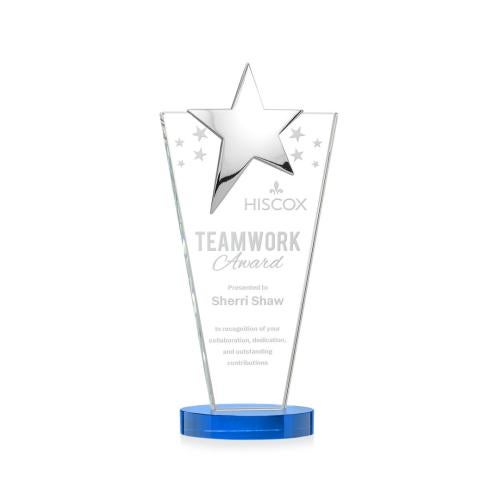 Corporate Awards - Crystal Awards - Mantella Chrome Sky Blue Star Crystal Award
