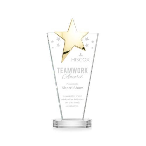Corporate Awards - Crystal Awards - Mantella Gold Clear Star Crystal Award