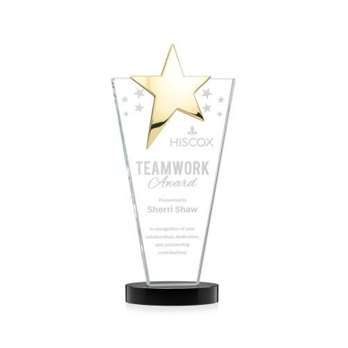 Corporate Awards - Crystal Awards - Mantella Gold Black Star Crystal Award
