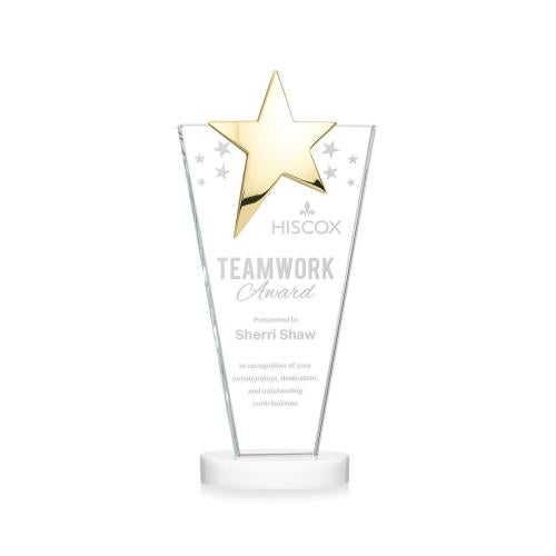 Corporate Awards - Crystal Awards - Mantella Gold White Star Crystal Award