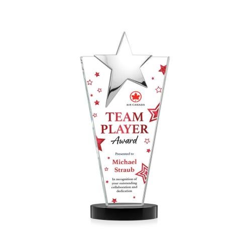 Corporate Awards - Crystal Awards - Mantella Chrome Full Color Black Star Crystal Award