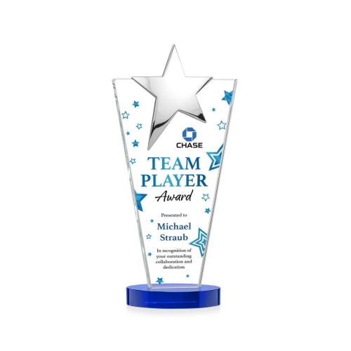 Corporate Awards - Crystal Awards - Mantella Chrome Full Color Bue Star Crystal Award