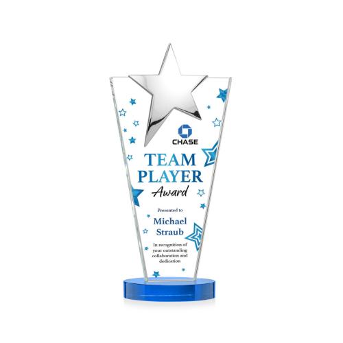 Corporate Awards - Crystal Awards - Mantella Chrome Full Color Sky Blue Star Crystal Award