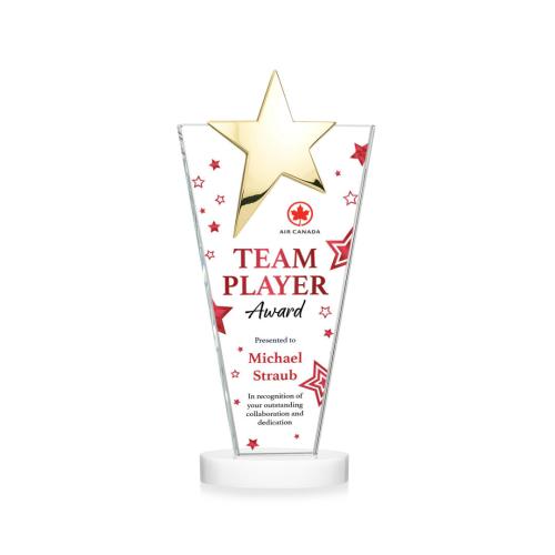 Corporate Awards - Crystal Awards - Mantella Gold Full Color White Star Crystal Award