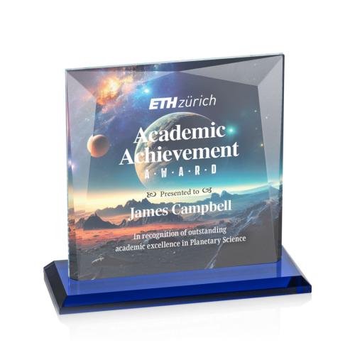 Corporate Awards - Crystal Awards - Tanner Full Color Blue Crystal Award