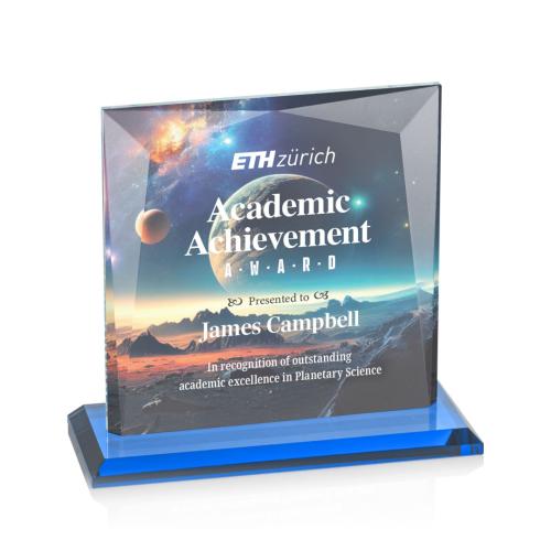 Corporate Awards - Crystal Awards - Tanner Full Color Sky Blue Crystal Award